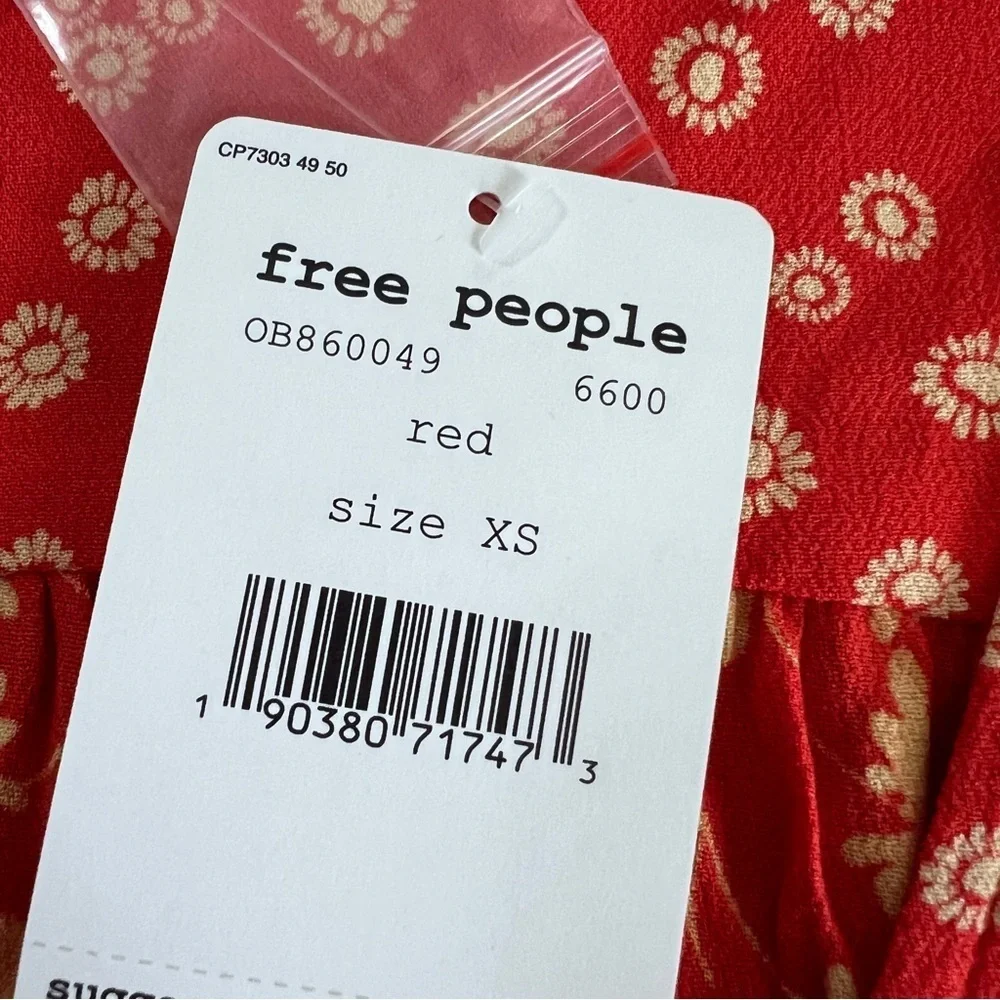 Free People Top Women’s XS Floral Lady Bohemian Crop Blouse Bell Sleeve DD